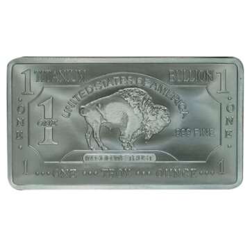 1 Troy Ounce Titanium Bullion Bar with Certificate of Authenticity