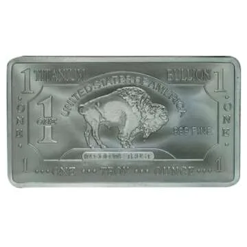 1 Troy Ounce Titanium Bullion Bar with Certificate of Authenticity
