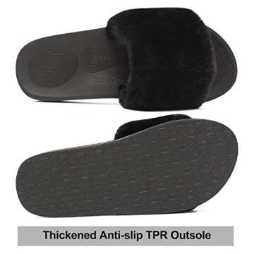 COFACE Womens Slides Fuzzy House Slippers for Women Open Toe Fluff Slippers With Arch Support Plantar Fasciitis Orthotic Slippers Women House Shoes Indoor Size 10