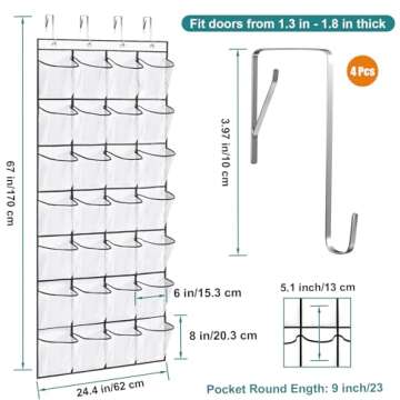 VOPTON 28 Large Pockets Over The Door Shoe Organizer – Maximum Storage Solutions