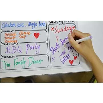 ZKOO Menu Meal Planner Dry Erase Magnetic for Refrigerator, Weekly Meal Planner Refrigerator Board for Kitchen Fridge with 8 Color Magnetic Markers (White)