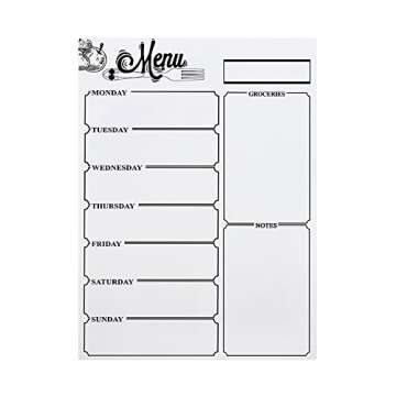 ZKOO Menu Meal Planner Dry Erase Magnetic for Refrigerator, Weekly Meal Planner Refrigerator Board for Kitchen Fridge with 8 Color Magnetic Markers (White)