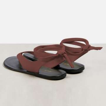 FOWT Women Split Round Toe Sandals Lace up Strappy Comfortable Flats Casual Summer Soft Flip Flop Sh...