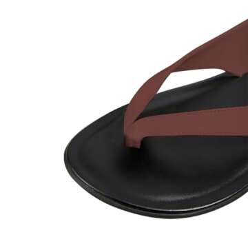 FOWT Women Split Round Toe Sandals Lace up Strappy Comfortable Flats Casual Summer Soft Flip Flop Shoes Wine Red Size 8.5 US