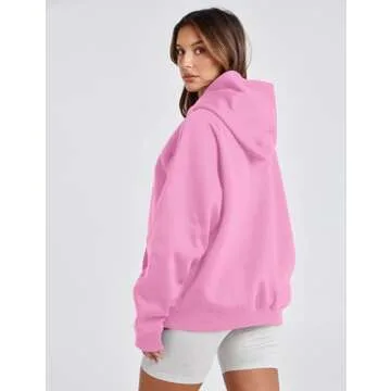 Lauweion Women Hooded Fleece Hoodie Sweatshirt - Pink