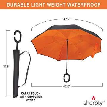 Sharpty Inverted Umbrella - Windproof & Stylish Orange