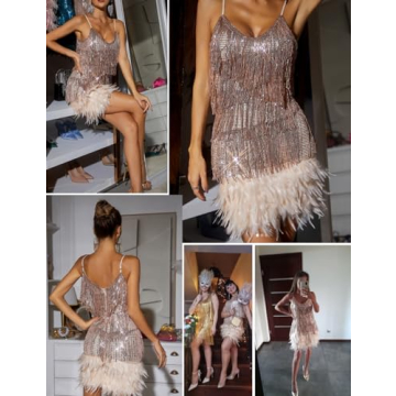 Women's Sequin Cocktail Dress Flapper Style Mini Dress