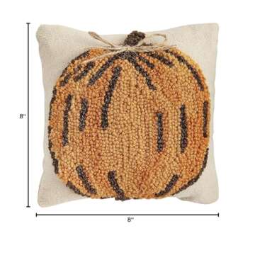 Mud Pie, Pumpkin, Mu dPie Fall Mini Hooked Pillow, 8" x 8", 1 Count (Pack of 1)
