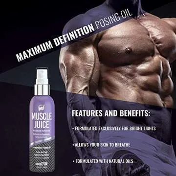 Pro Tan, Muscle Juice, Maximum Definition Posing Oil, Stage Oil, Fitness Event, Modeling, Photoshoot, 4 oz.