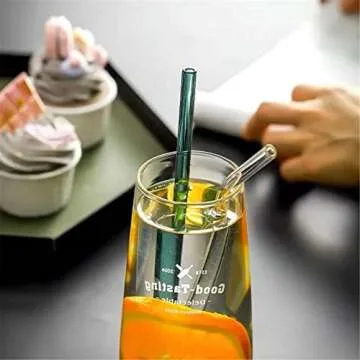 [10 Pcs] Reusable Glass Straws Shatter Resistant - 9" x 10 mm Multicolor Drinking Reusable Straws With 2 Cleaning Brushes for Coffee,Milkshakes,Juice Drinks