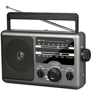 Classic AM/FM Portable Radio with Big Speaker & Dual Power Options