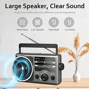 AM FM Portable Radio Big Speaker Dual Power Options