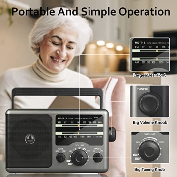 AM FM Portable Radio Big Speaker Dual Power Options