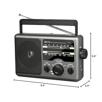 AM FM Portable Radio Big Speaker Dual Power Options