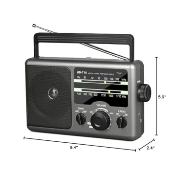 AM FM Portable Radio Big Speaker Dual Power Options