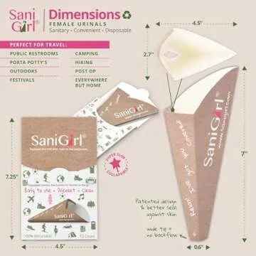 SaniGirl Women's Disposable Urination Device - Travel Friendly Funnel