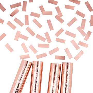 Confetti Cannon Party Poppers [4 Pack] 12 Inch - Rose Gold Confetti Cannon Metallic Confetti Popper Air Powered for Party Decoration for Wedding, Birthday, Gender Reveal, Anniversary, Celebrations