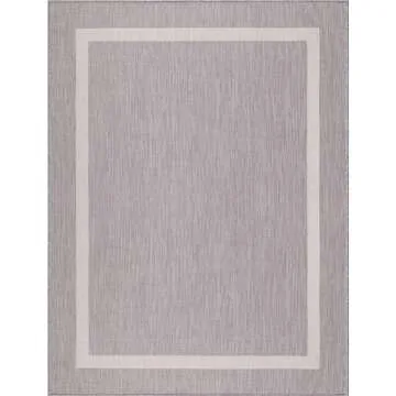 LuuL Home Bordered Outdoor Rug 5x7 Washable Outside Carpet for Indoor Patio Porch Waterproof Easy Cleaning Non Shedding Area Rugs Gray 5 x 7