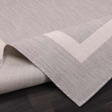 LuuL Home Bordered Outdoor Rug 5x7 Washable Outside Carpet for Indoor Patio Porch Waterproof Easy Cleaning Non Shedding Area Rugs Gray 5 x 7