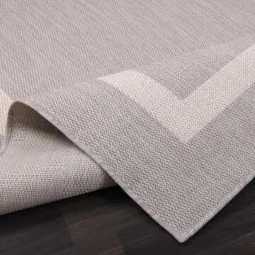 LuuL Home Bordered Outdoor Rug 5x7 Washable Outside Carpet for Indoor Patio Porch Waterproof Easy Cleaning Non Shedding Area Rugs Gray 5 x 7