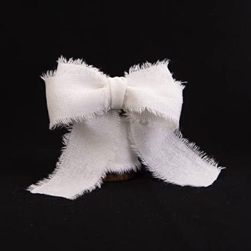 Vitalizart White Cotton Linen Ribbon for Crafts and Gifts