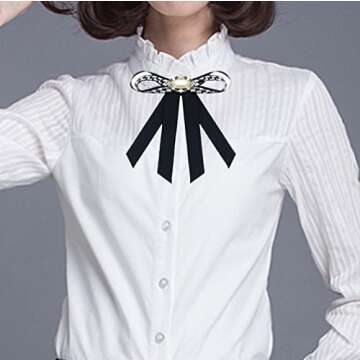 Elegant Ribbon Crystal Pearl Bow Brooch for Women