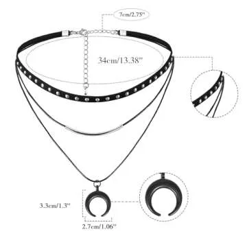 MILAKOO Gothic Punk Black Moon Pendant Choker Necklace