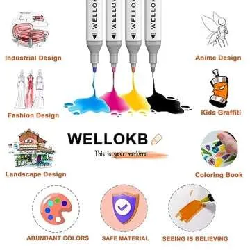 WELLOKB Alcohol Markers - 60 Dual Tip Art Supplies