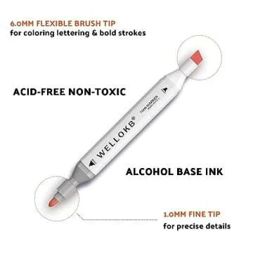 WELLOKB Alcohol Markers - 60 Dual Tip Art Supplies