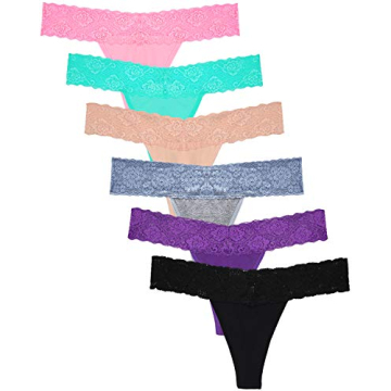 Sunm Boutique 6-Pack Lace Thongs for Women - Sexy, Comfortable & Breathable