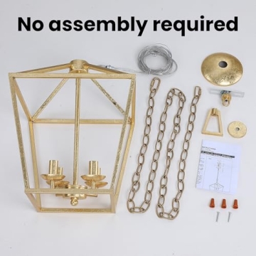 Aged Gold Lantern Pendant Light with Adjustable Height