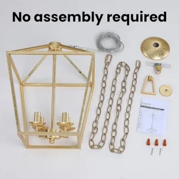 Aged Gold Lantern Pendant Light with Adjustable Height