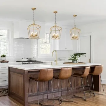 Aged Gold Lantern Pendant Light with Adjustable Height