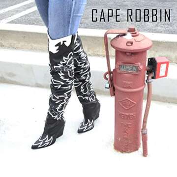 Cape Robbin Kelsey-21 Black White Rock Star Western Pointed Over Knee Thigh Boot (8.5)