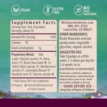 WishGarden Herbs ReBalance After Birth Hormonal - Plant-Based Herbal Supplement with Vitex Berry & M...