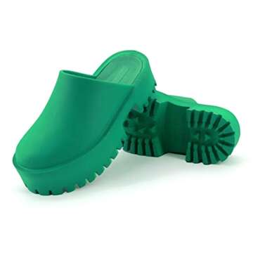 QZQAB Women's Thick-soled Casual Slippers Baotou Slippers Home Non-Slip Waterproof Summer Lazy Slip-on Slippers Beach Thick Heel Sandals for Indoor & Outdoor Green