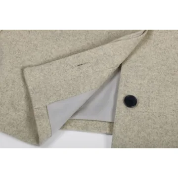 CHARTOU Women Cropped Wool Blend Pea Coat Short Jacket Peacoat Long Sleeve Button Down Crop Jacket (Medium,Brown)