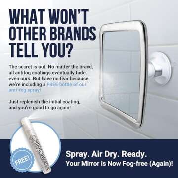 MIRRORVANA Fogless Shower Mirror - Anti Fog & Shatterproof