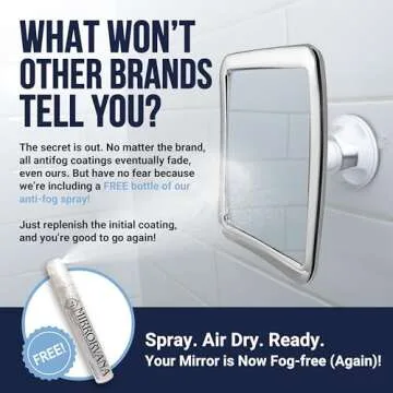 MIRRORVANA Fogless Shower Mirror - Anti Fog & Shatterproof