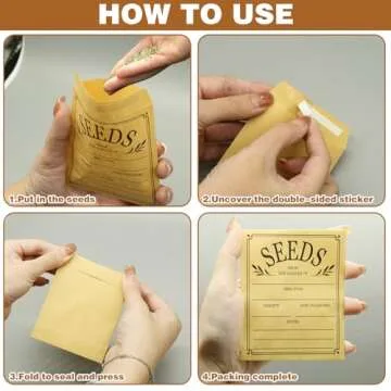 100Pcs Seed Envelopes, Seed Envelopes Resealable Brown Paper Seed Packets Envelopes Self Adhesive Sealing Seed Saving Envelopes Paper Seed Envelopes for Storage Vegetable Flower Seeds, 3.1x4.7 Inch