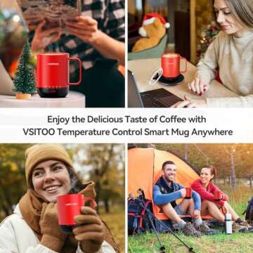 VSITOO Temperature Control Smart Mug 2 with Lid, Self Heating Coffee Mug 14 oz, 90 Min Battery Life - APP & Manual Controlled Heated Coffee Mug - Improved Design for Coffee Lovers