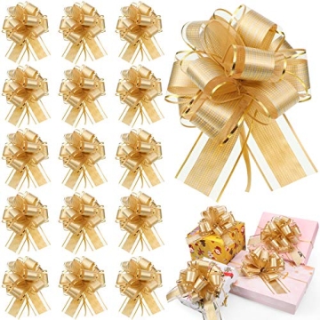 30 Pieces Large Gift Wrapping Pull Bows Ribbon - Stunning Gold Bows for Holidays