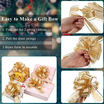 30 Large Golden Gift Wrapping Pull Bows - Elegant Decoration