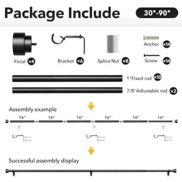 IFELS Heavy Duty Adjustable Curtain Rods 48-84 Inch