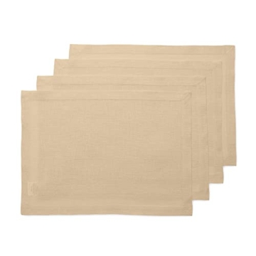 Solino Home Beige Linen Placemats 19" L x 14" W Inch – 100% Pure Linen Cloth Placemats Set of 4 ?...