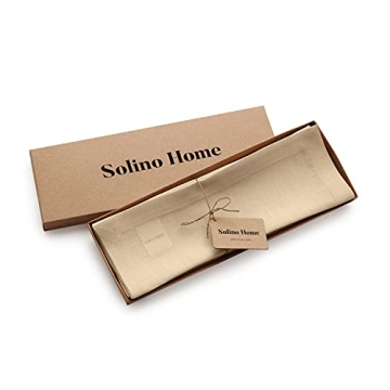 Solino Home Beige Linen Placemats 19" L x 14" W Inch – 100% Pure Linen Cloth Placemats Set of 4 – Washable Spring Fabric Placemats – Fete