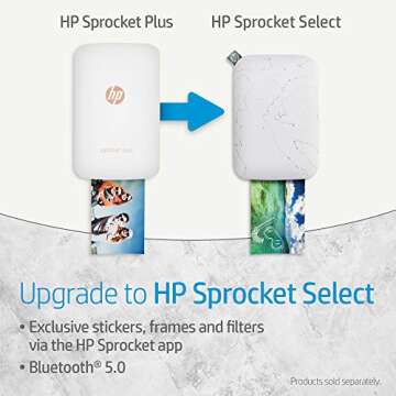 HP Sprocket Plus Instant Color Photo Printer, Print 30% Larger Photos on 2.3x3.4 Sticky-Backed Paper...
