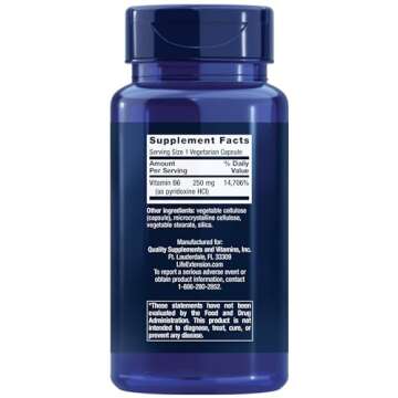 Life Extension Vitamin B6, 250 mg, high Potency, Cardiovascular Health, neurological Health, Eye Hea...