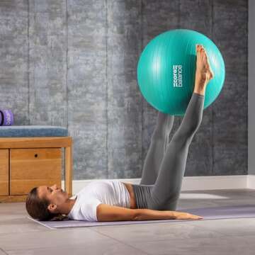 Core Balance Exercise Ball for Workouts, Anti-Burst and Slip Resistant, Swiss Yoga Ball for Pregnanc...