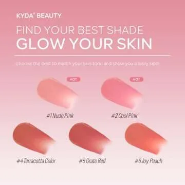 KYDA Liquid Blush, Matte Tinted for Cheeks, Lasting Dewy Finish, High Pigment Soft Creamy Blush, Blendable Lightweight Cover-Grate Red